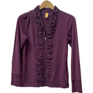 Like New EUC Lucy Ruffled Zip Jogging Jacket Eggplant/Burgundy XS